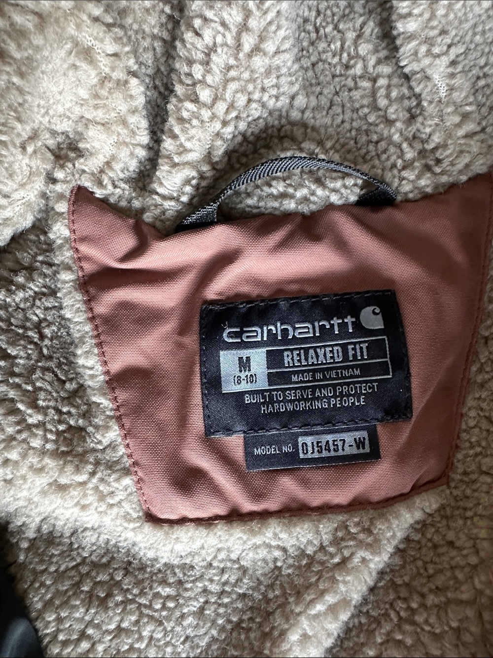 Carhartt Rain Defender Insulated Jacket Women’s Medium Nutmeg Sherpa Hood - Picture 2 of 16